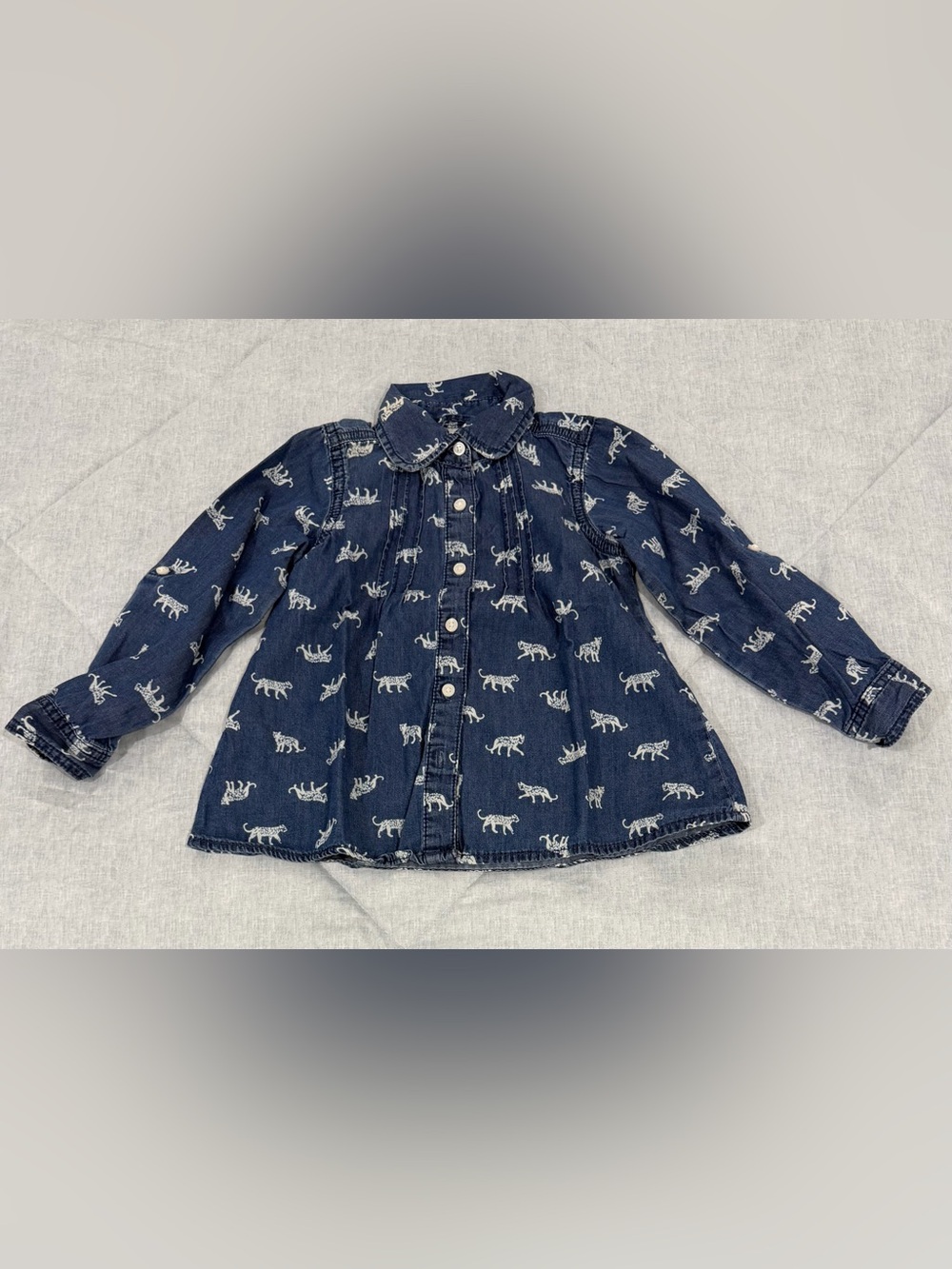 Gymboree Girls Denim Button-Front shirt with Animal Print